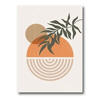 Designart - Abstract Geometrical Sun and Moon With Leaf I