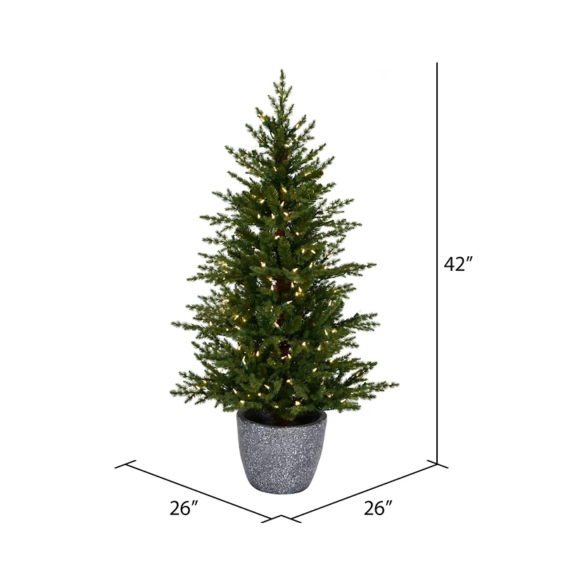 3.5ft. Pre-Lit Belgrade Pine Artificial Christmas Tree, Clear Dura-Lit® LED Lights