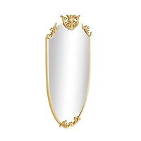 21" x 34" Gold Metal Shield Wall Mirror with Floral Embellishment