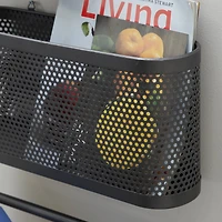 18" Black Metal Industrial Magazine Rack Holder