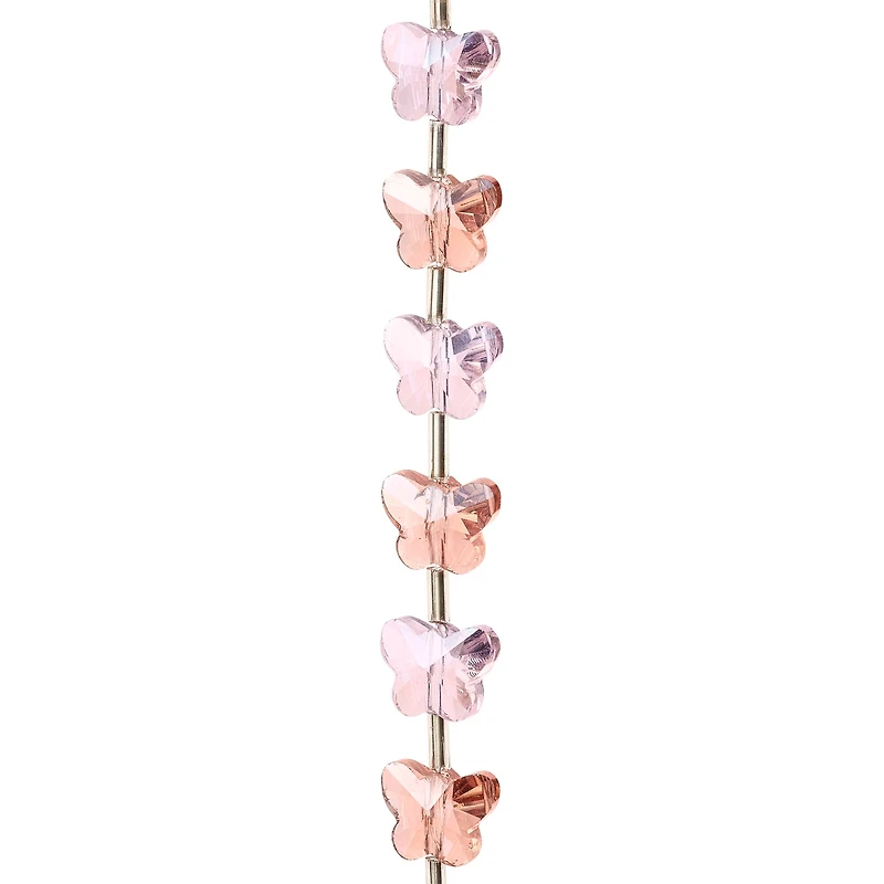 Pink Butterfly Glass Beads, 10mm by Bead Landing™