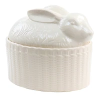 Martha Stewart 9" Cream Ceramic Bunny Oval Baker