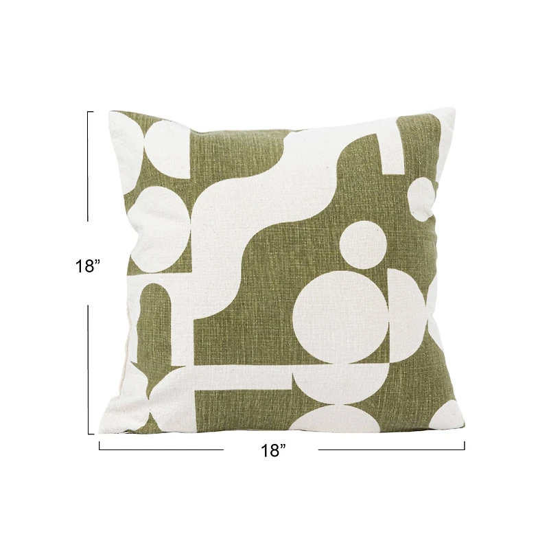 Hello Honey® Green & Natural Abstract Design Cotton Slub Pillow