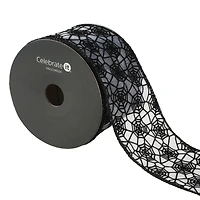 2.5" x 20ft. Black Sheer Wired Spiderweb Ribbon by Celebrate It® Halloween
