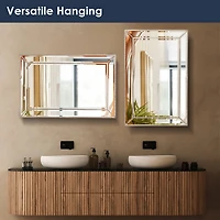 Head West 30" Silver Metro Beaded Glass Framed Vanity Mirror