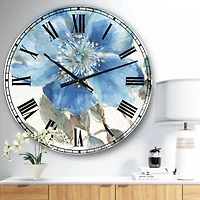 Designart Indigold Watercolor Flower I Traditional Wall Clock