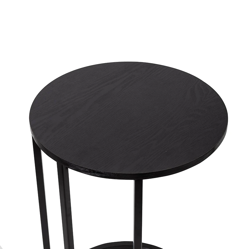 Honey Can Do Black Round C End Table