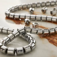 Rhodium Reconstituted Hematite Tube Beads, 4mm by Bead Landing™