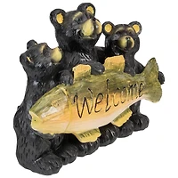 10" Bear Family Trio Welcome Sign Outdoor Garden Statue