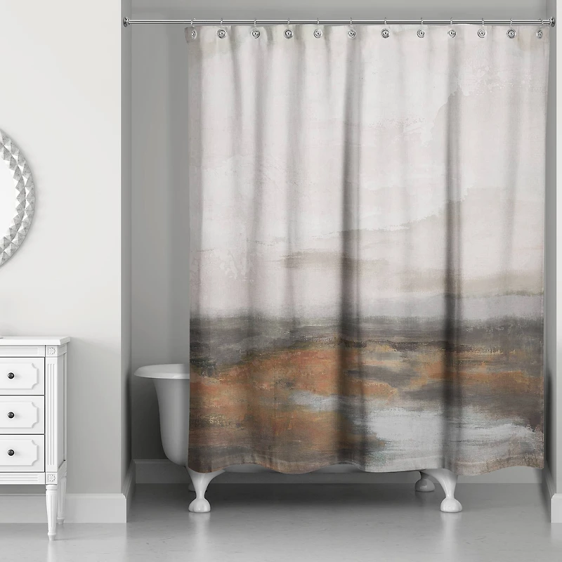 Moody Rust Abstract Riverscape 71" x 74" Shower Curtain