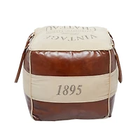 Brown Canvas Rustic Stool, 19" x 21" x 20"