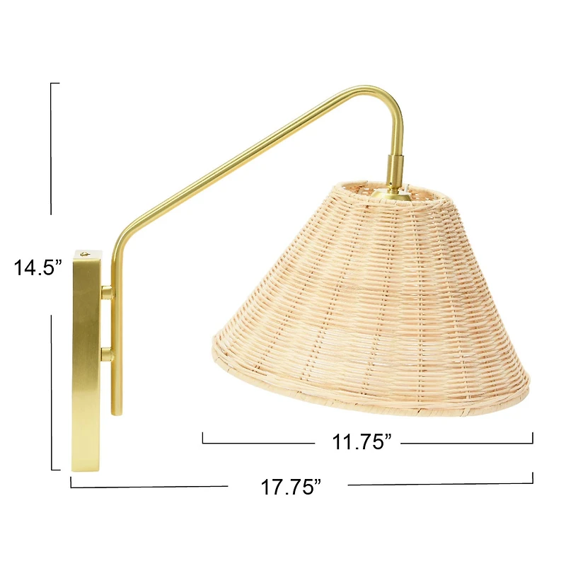 Hello Honey® Rattan & Metal Wall Sconce