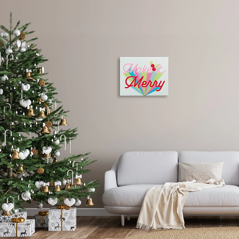 Stupell Industries Make It Merry Bold Christmas Stripes Canvas Wall Art