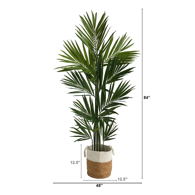 7ft. Kentia Artificial Palm in Handmade Natural Jute and Cotton Planter