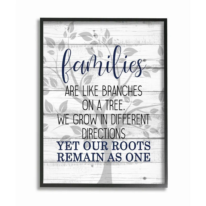 Stupell Industries Family Branches and Roots Phrase Tree Growth Inspiration Framed Wall Art