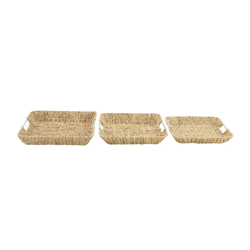 Tan Sea Grass Contemporary Tray Set