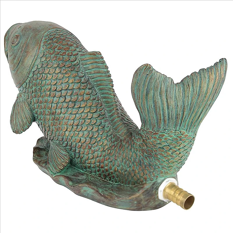 Design Toscano 10.5" Japanese Koi Piped Spitter Statue