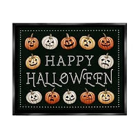 Stupell Industries Happy Halloween Jack-o-Lanterns Framed Floater Canvas Wall Art