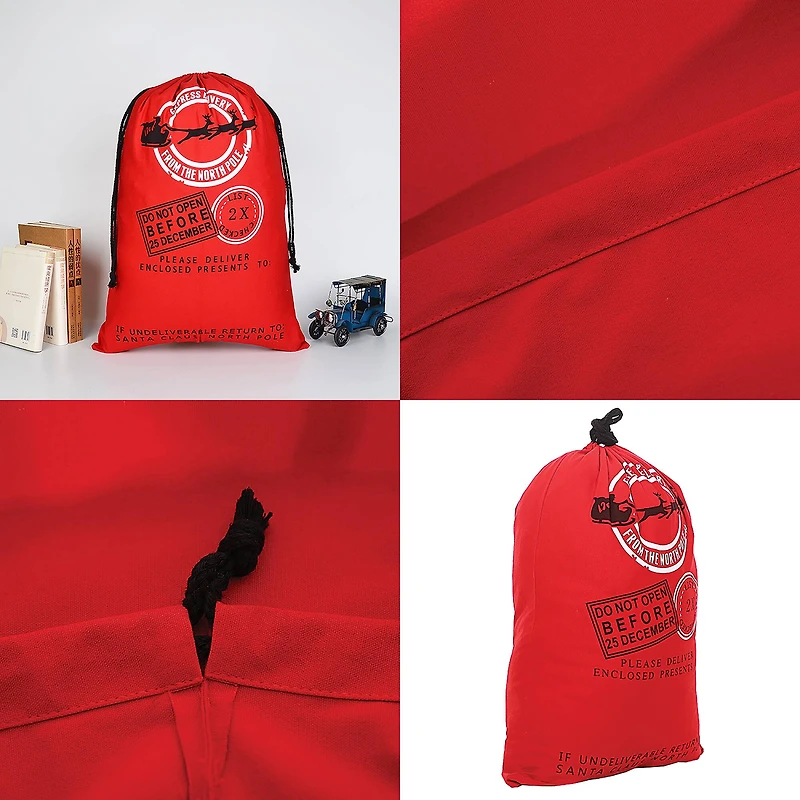 19" x 26" Express Delivery Red Christmas Cotton Drawstring Bag