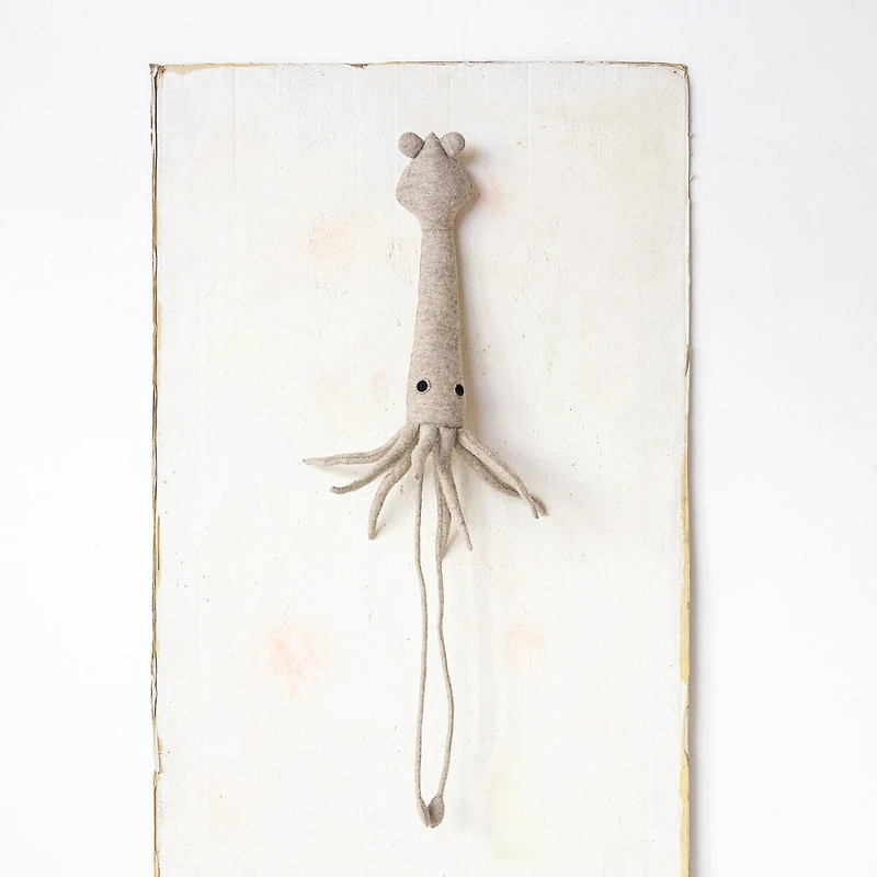 Hello Honey® 51" Gray & Black Handmade Wool Felt Squid Wall Hanging