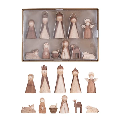 Hello Honey® Natural Wood Finish Nativity Set