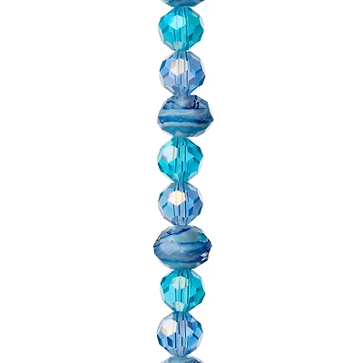 Aqua Mix Glass Faceted Beads by Bead Landing™