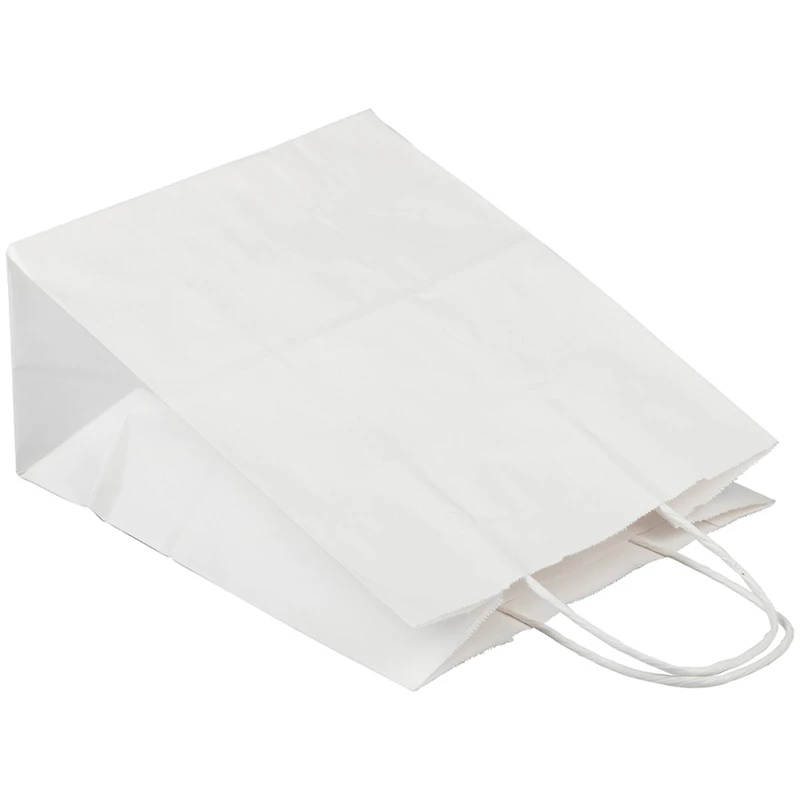 JAM Paper Medium White Kraft Solid Gift Bags, 100ct.