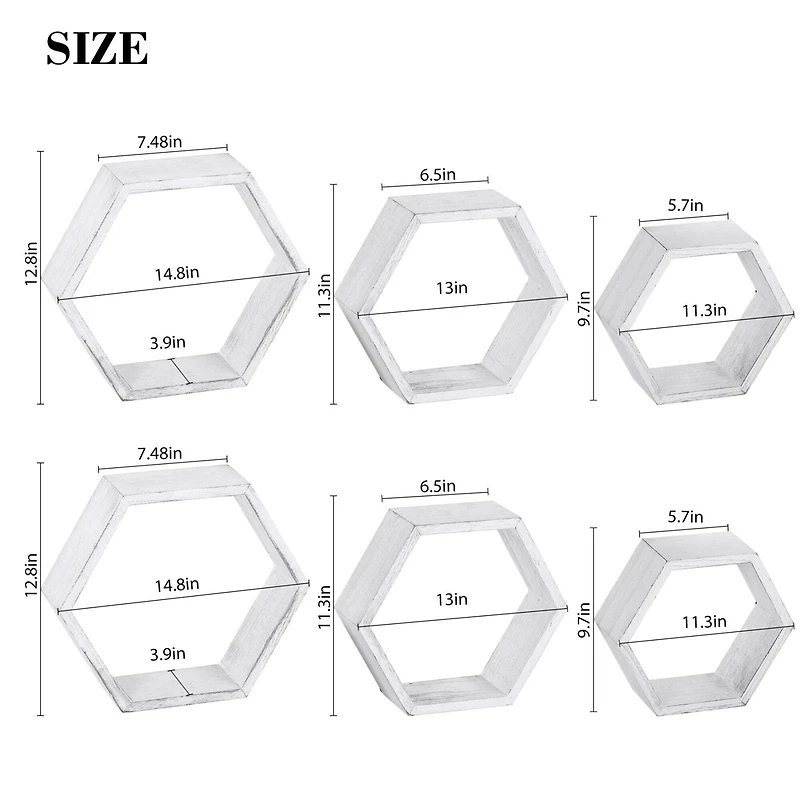 NEX™ LIANTRAL Hexagon Floating Wood Shelves Set