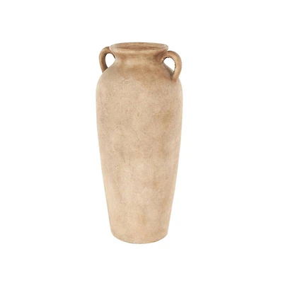20" Brown Antique Ceramic Vase with Handles