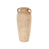 20" Brown Antique Ceramic Vase with Handles