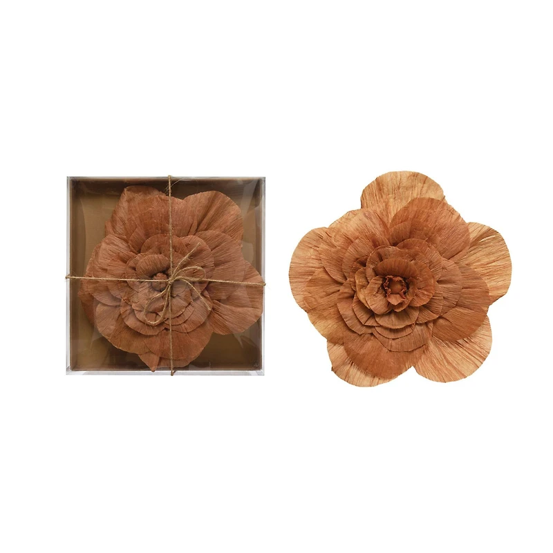 Brown Handmade Paper Camellia Flower Wall Décor