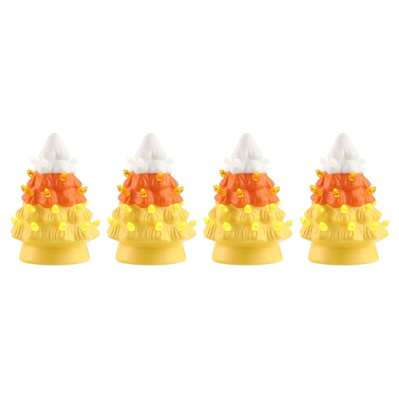 5.5" LED Illuminated Halloween Candy Corn Trees, 4ct.