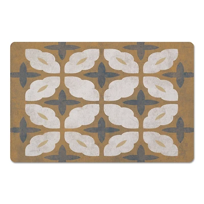 Yellow White and Blue Medallion Floor Mat