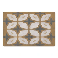 Yellow White and Blue Medallion Floor Mat