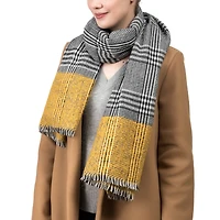 Glitzhome® 70" Yellow & Gray Scarf with Fringe