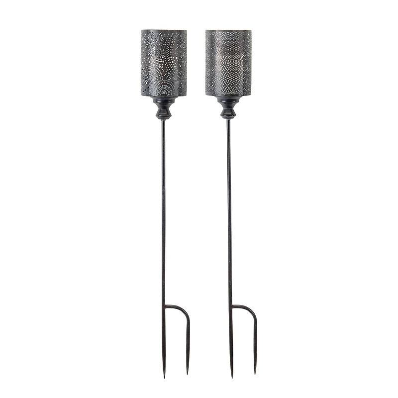 40" Silver Candle Holder Metal Garden Stake, 4ct.