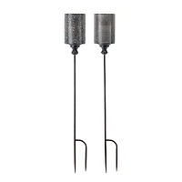 40" Silver Candle Holder Metal Garden Stake, 4ct.