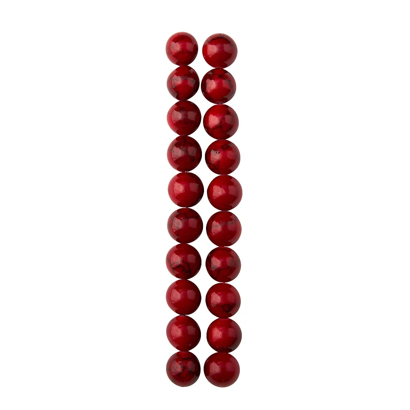 12 Pack: Red Dyed Quartzite Round Beads, 10mm by Bead Landing™