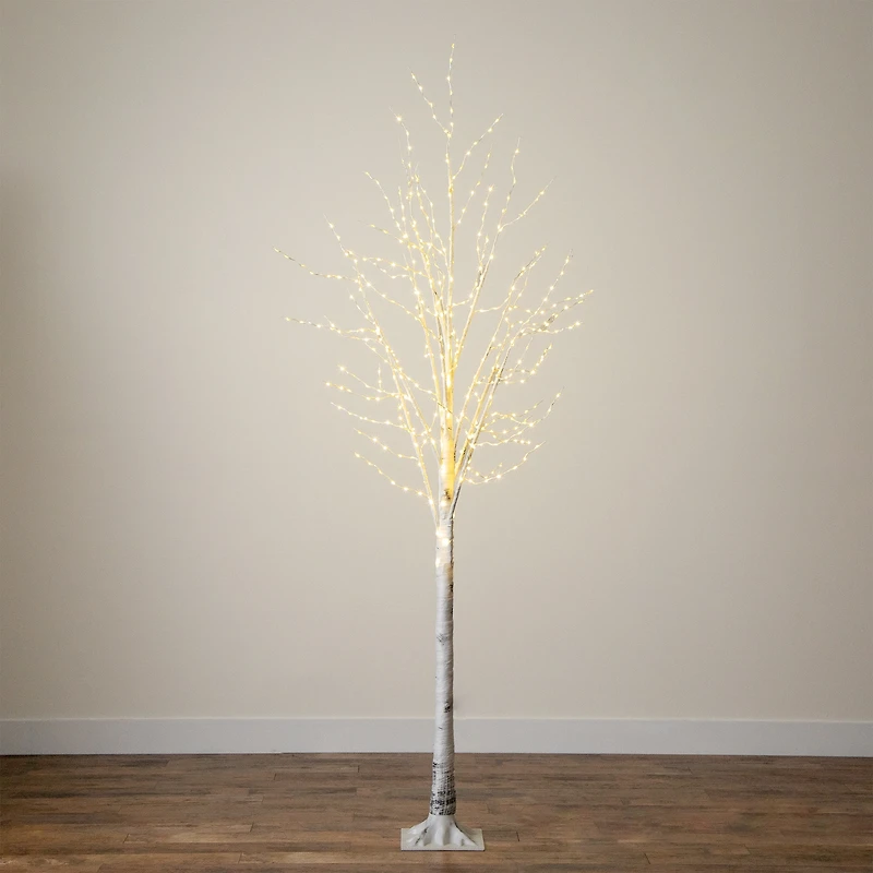 8ft. Pre-Lit White Birch Artificial Christmas Tree, Warm White LED Lights