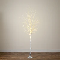 8ft. Pre-Lit White Birch Artificial Christmas Tree, Warm White LED Lights