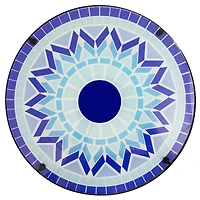 19" Blue Sun Mosaic Glass Patio Side Table
