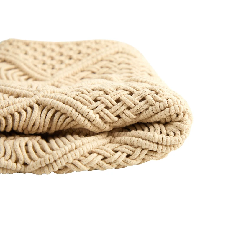 18" Bohemian Cross Woven Macramé Pillow Cover