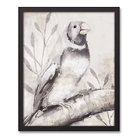 Dusty Blue Bird Black Framed Canvas