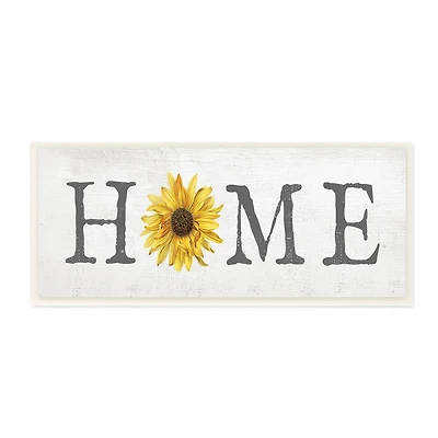 Stupell Industries Rustic Home Text Yellow Sunflower Accent Wood Wall Plaque