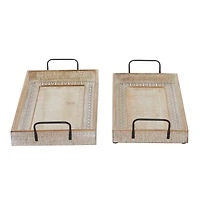 Wood Boho Style Tray Set