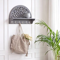 Habitat Round Decorative Gray Carved Wall Hanging