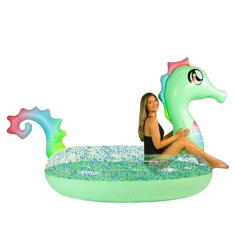 PoolCandy Glitterfied® Gigantic Seahorse Pool Raft