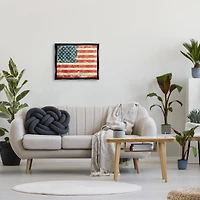 Stupell Industries Rustic American Flag Floater Framed Art