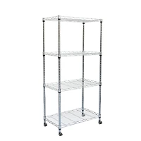 Mind Reader Adjustable 4-Tier Metal Storage Rack with Wheels