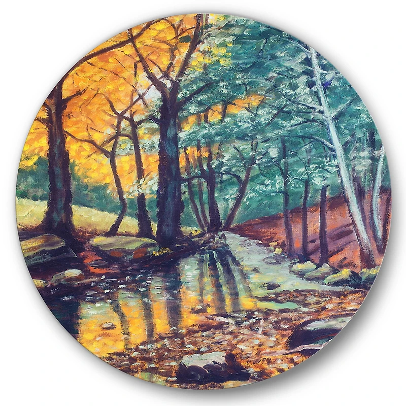 Designart - Landscape With River In Autumn Forest Sunset